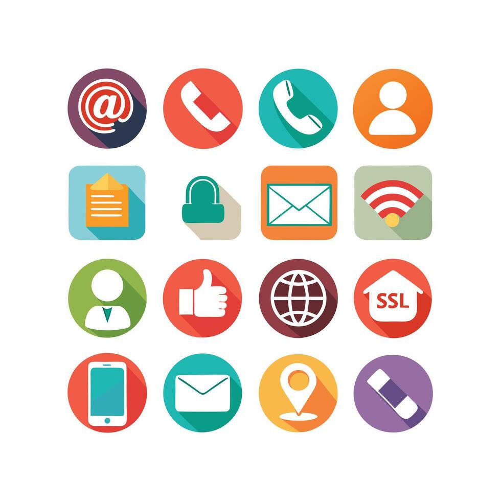 Contact Us icon set collection for websites and mobile applications vector