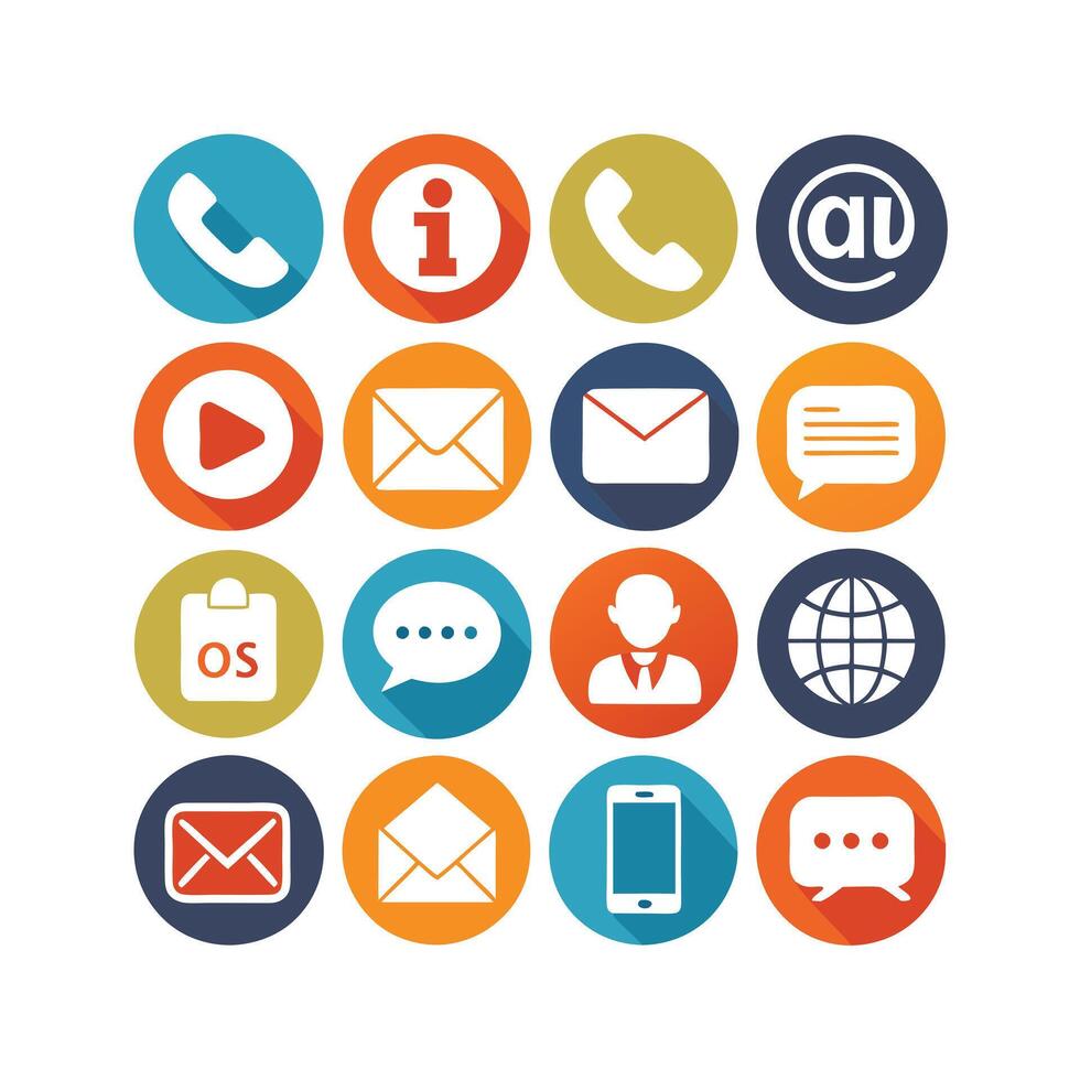 Contact Us icon set collection for websites and mobile applications vector