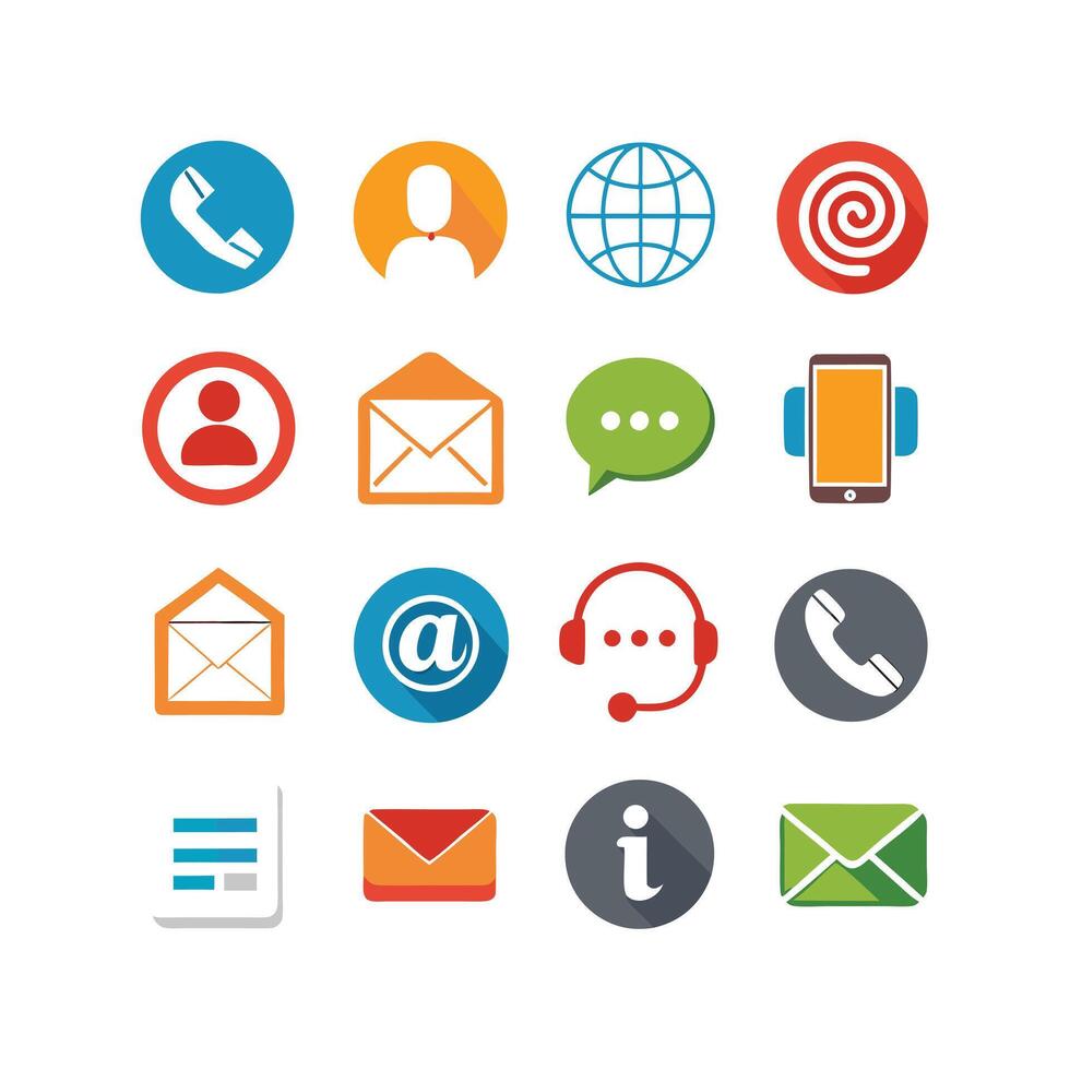 Contact Us icon set collection for websites and mobile applications vector
