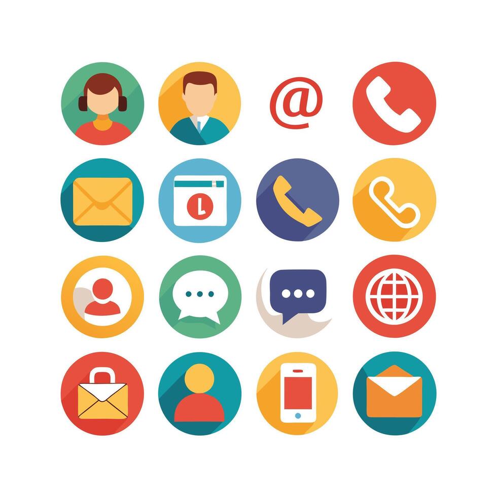 Contact Us icon set collection for websites and mobile applications vector