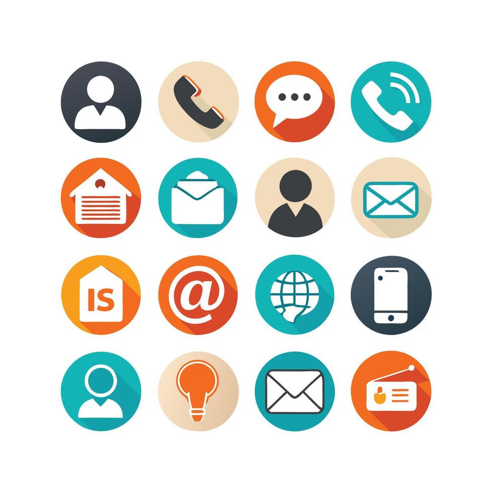 Contact Us icon set collection for websites and mobile applications vector