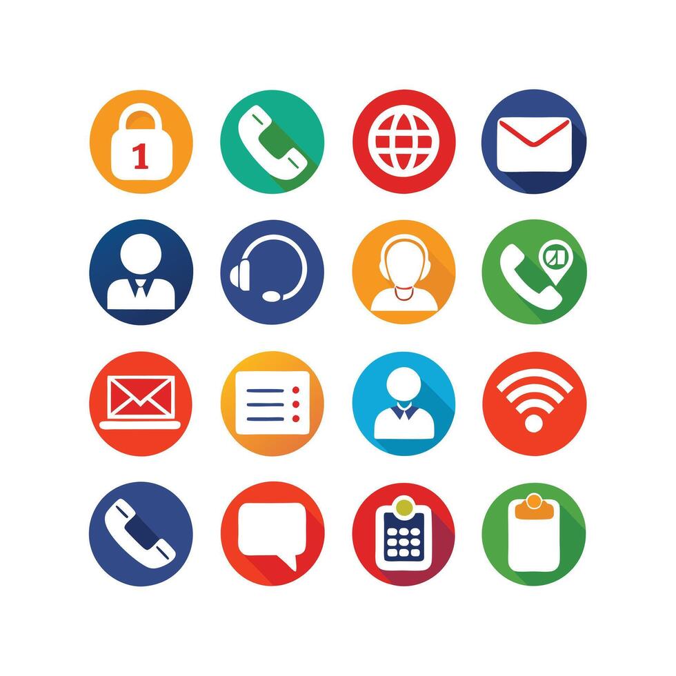 Contact Us icon set collection for websites and mobile applications vector