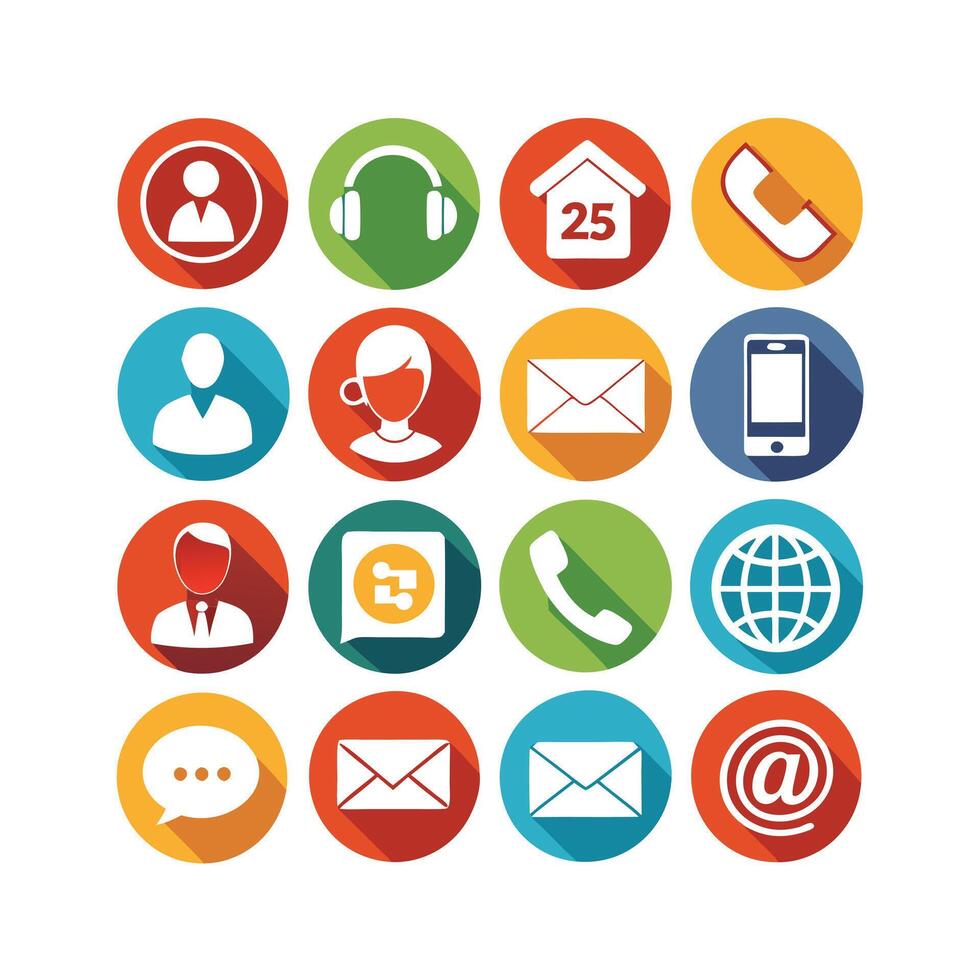 Contact Us icon set collection for websites and mobile applications vector