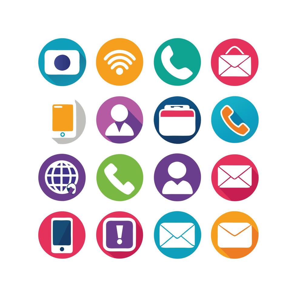 Contact Us icon set collection for websites and mobile applications vector