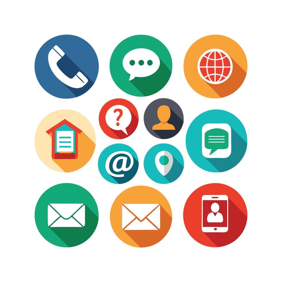 Contact Us icon set collection for websites and mobile applications vector