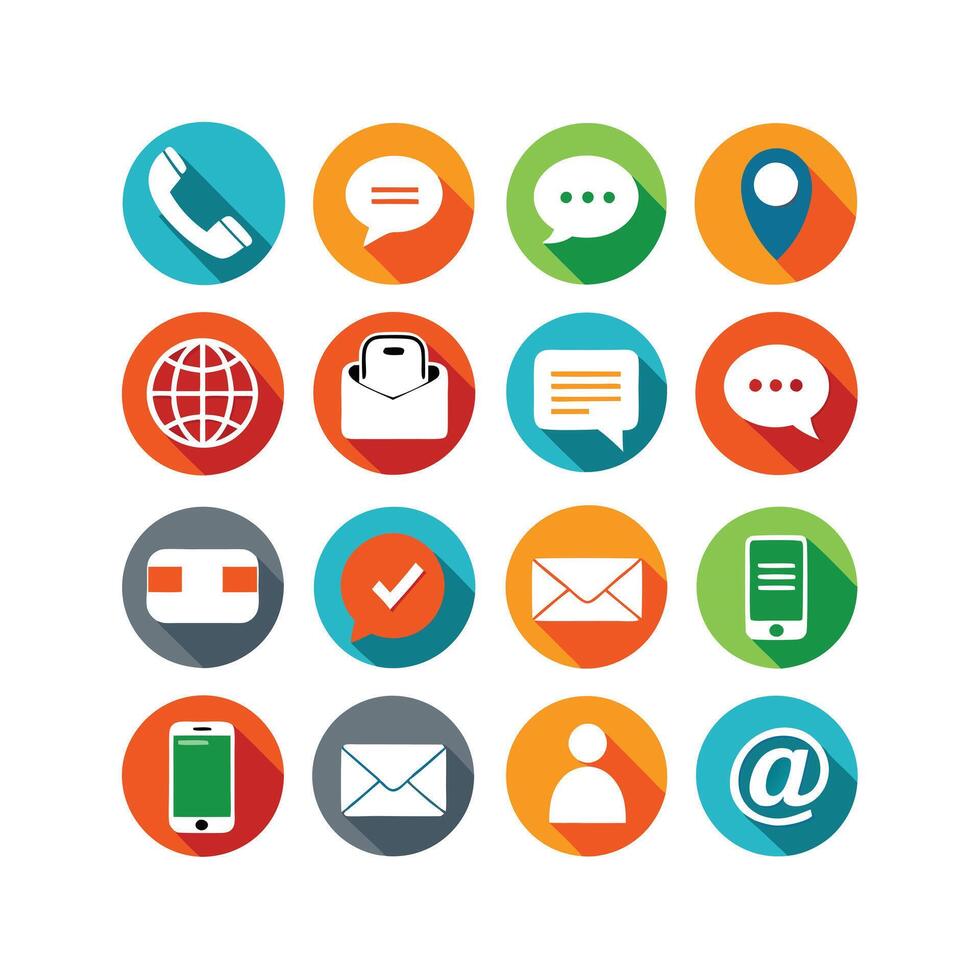Contact Us icon set collection for websites and mobile applications vector