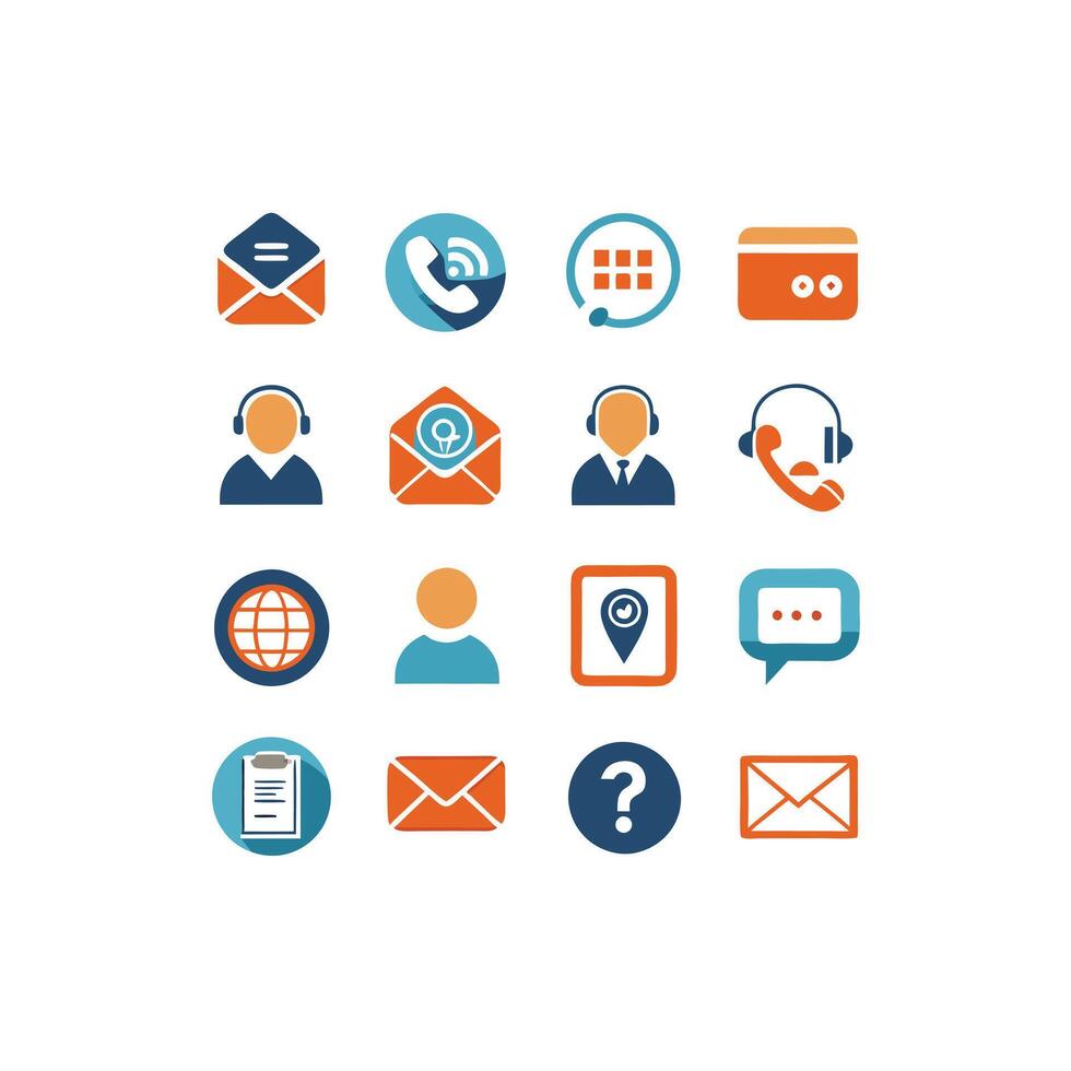 Contact Us icon set collection for websites and mobile applications vector