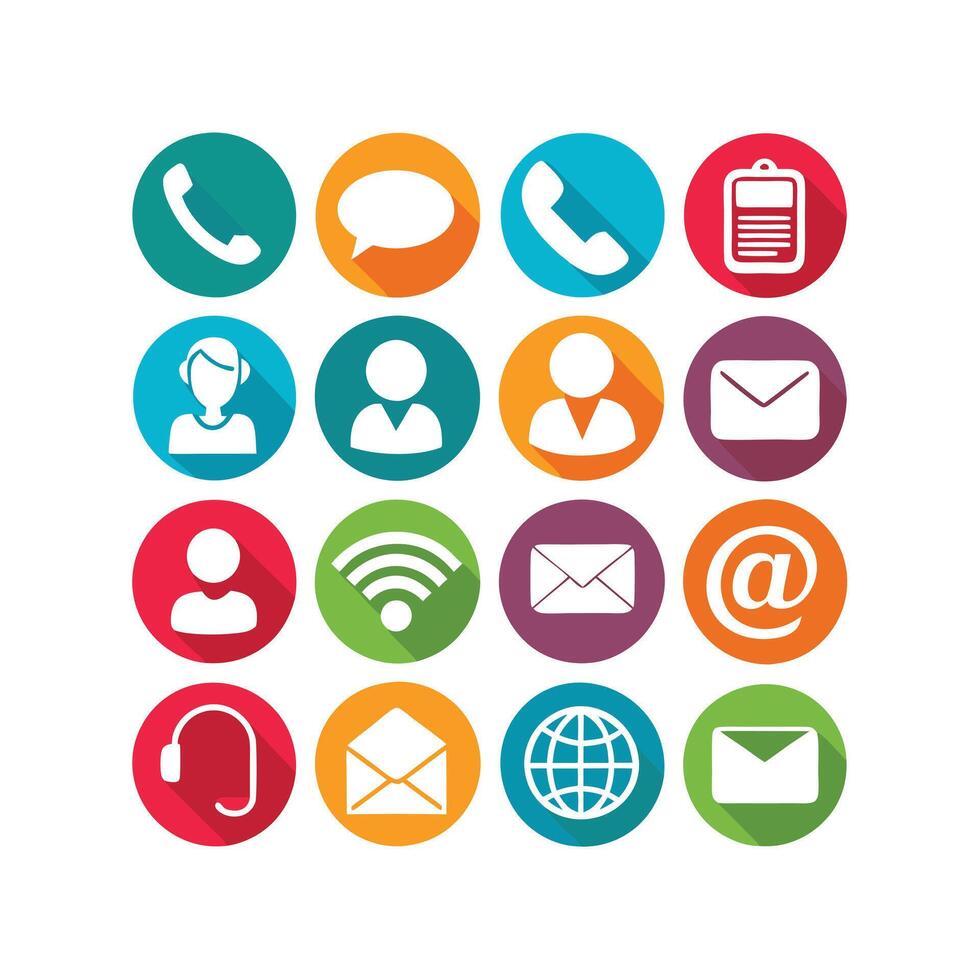 Contact Us icon set collection for websites and mobile applications vector