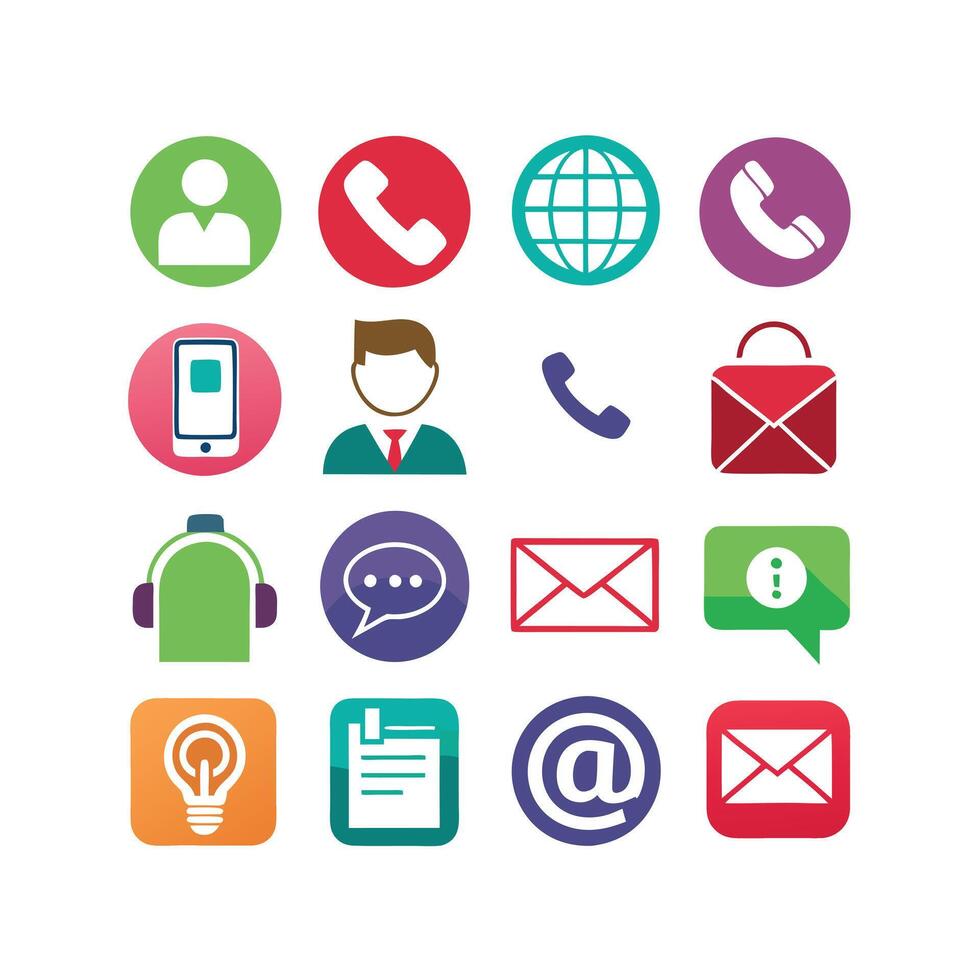 Contact Us icon set collection for websites and mobile applications vector