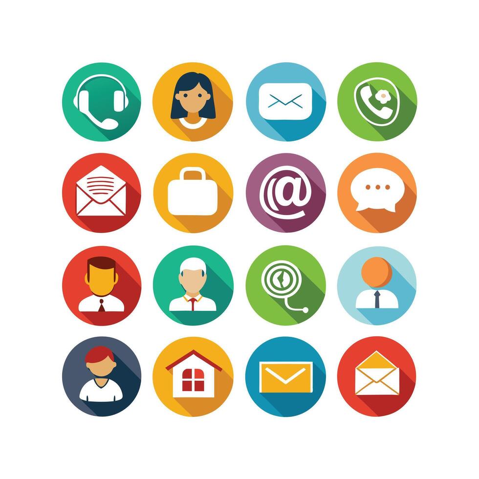 Contact Us icon set collection for websites and mobile applications vector