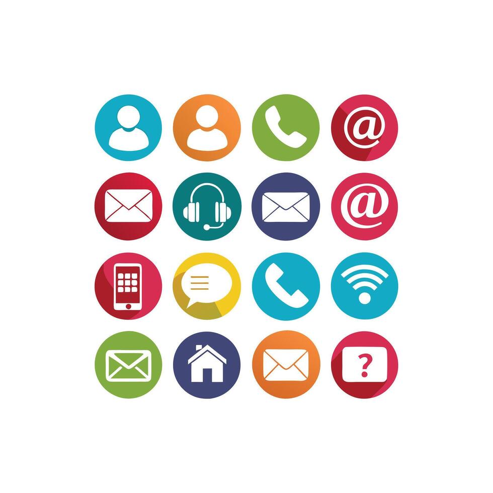 Contact Us icon set collection for websites and mobile applications vector