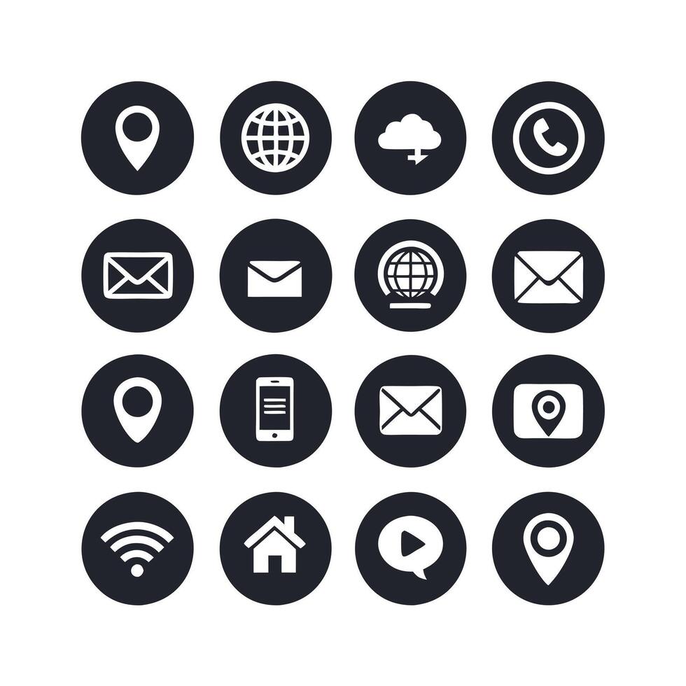 Contact Us icon set collection for websites and mobile applications vector