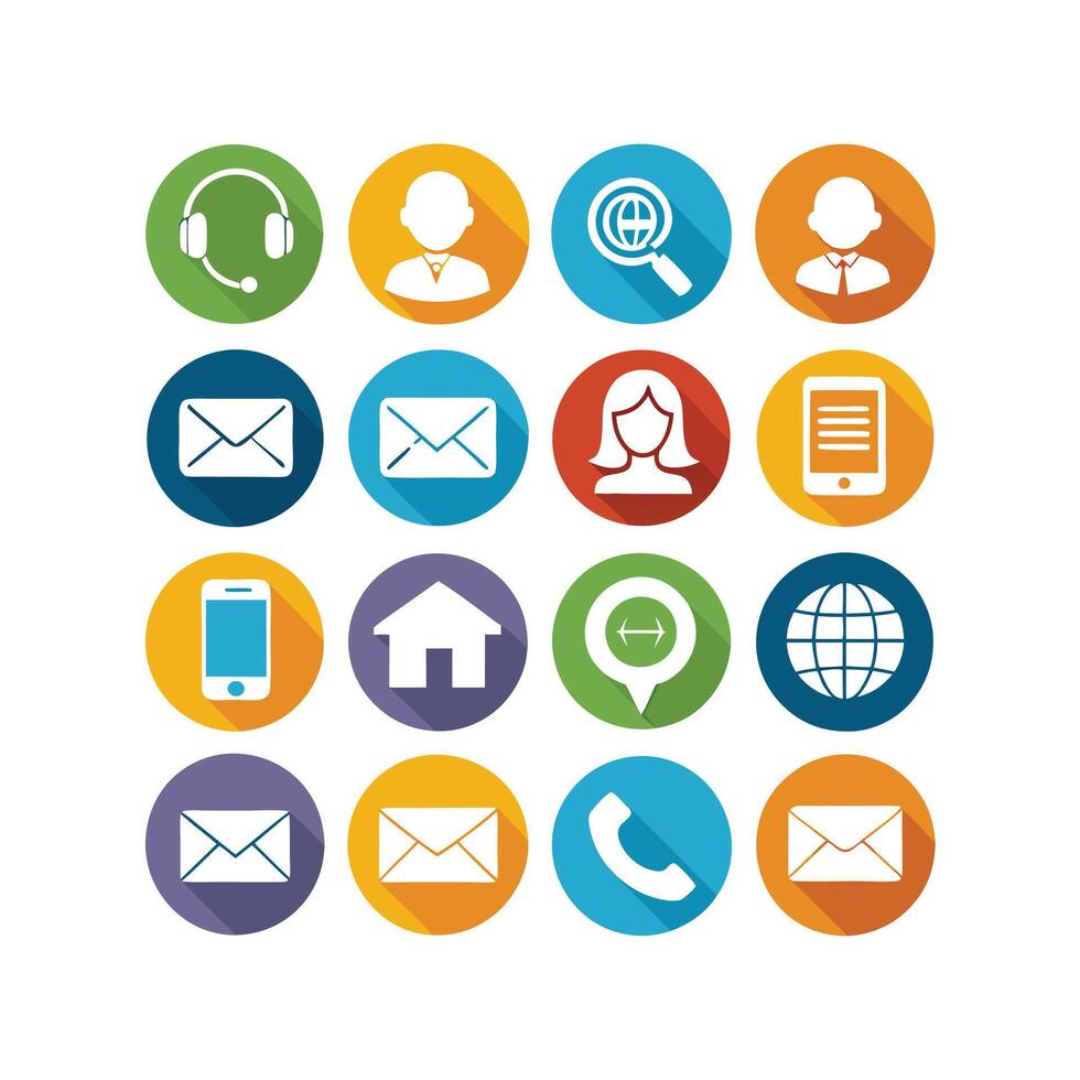 Contact Us icon set collection for websites and mobile applications vector