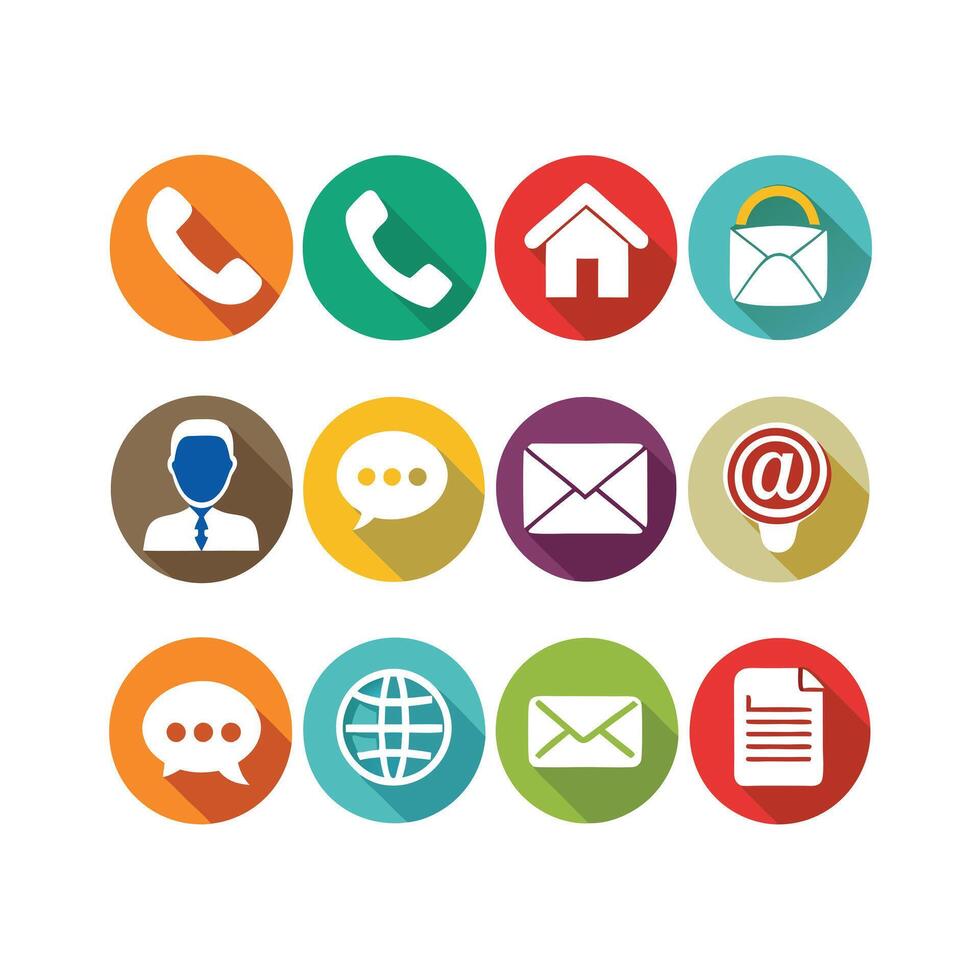 Contact Us icon set collection for websites and mobile applications vector