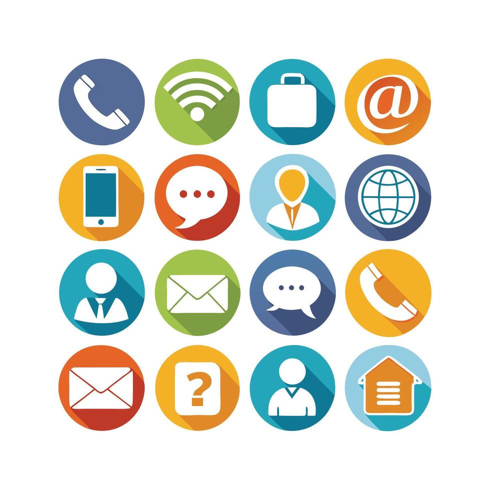 Contact Us icon set collection for websites and mobile applications vector