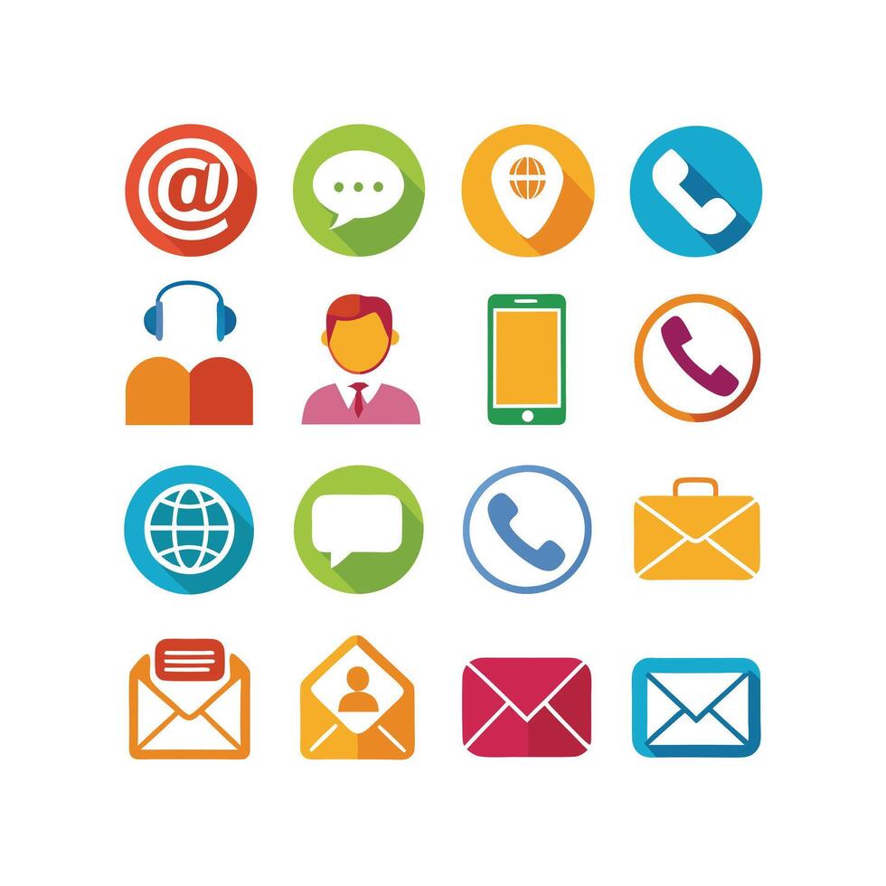 Contact Us icon set collection for websites and mobile applications vector