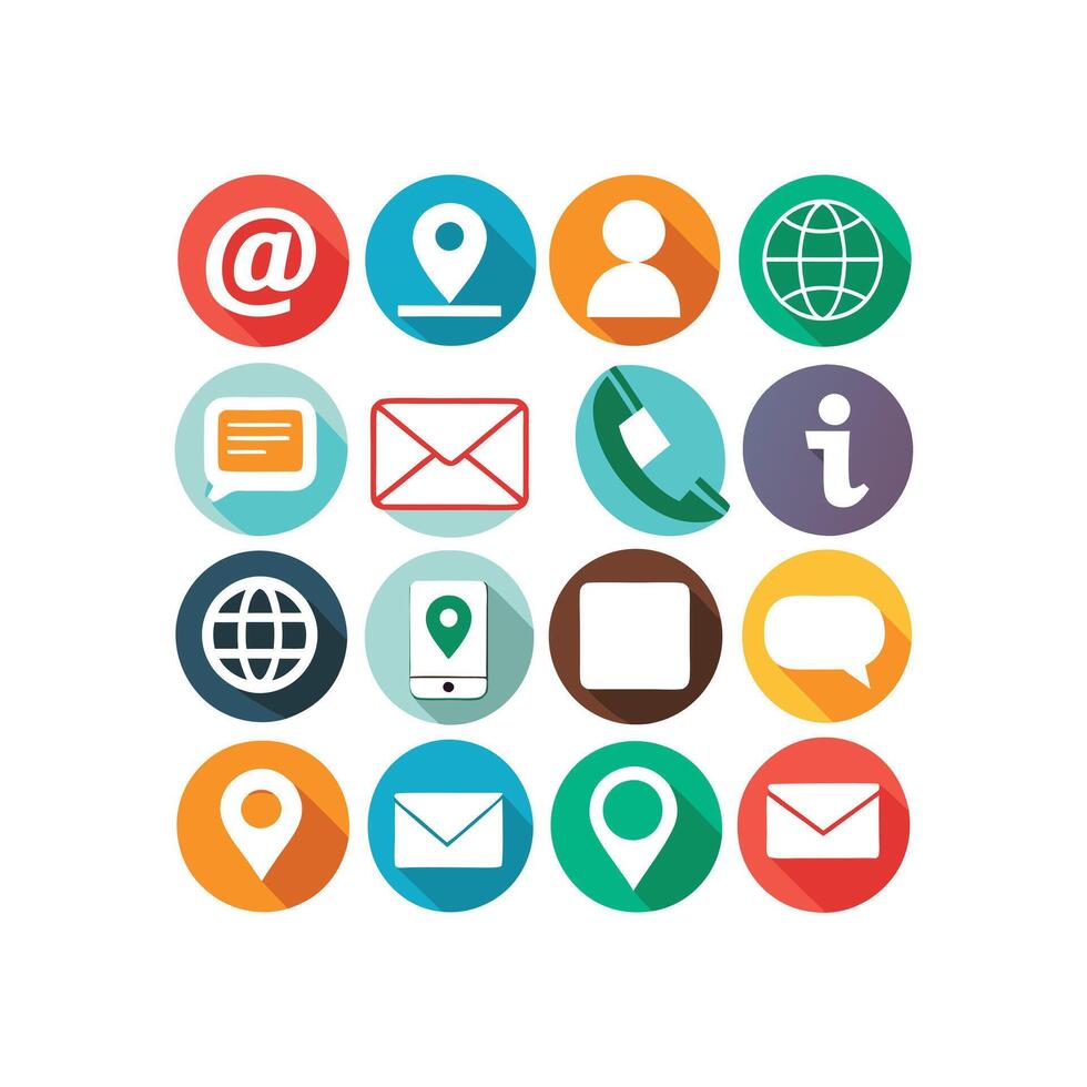 Contact Us icon set collection for websites and mobile applications vector