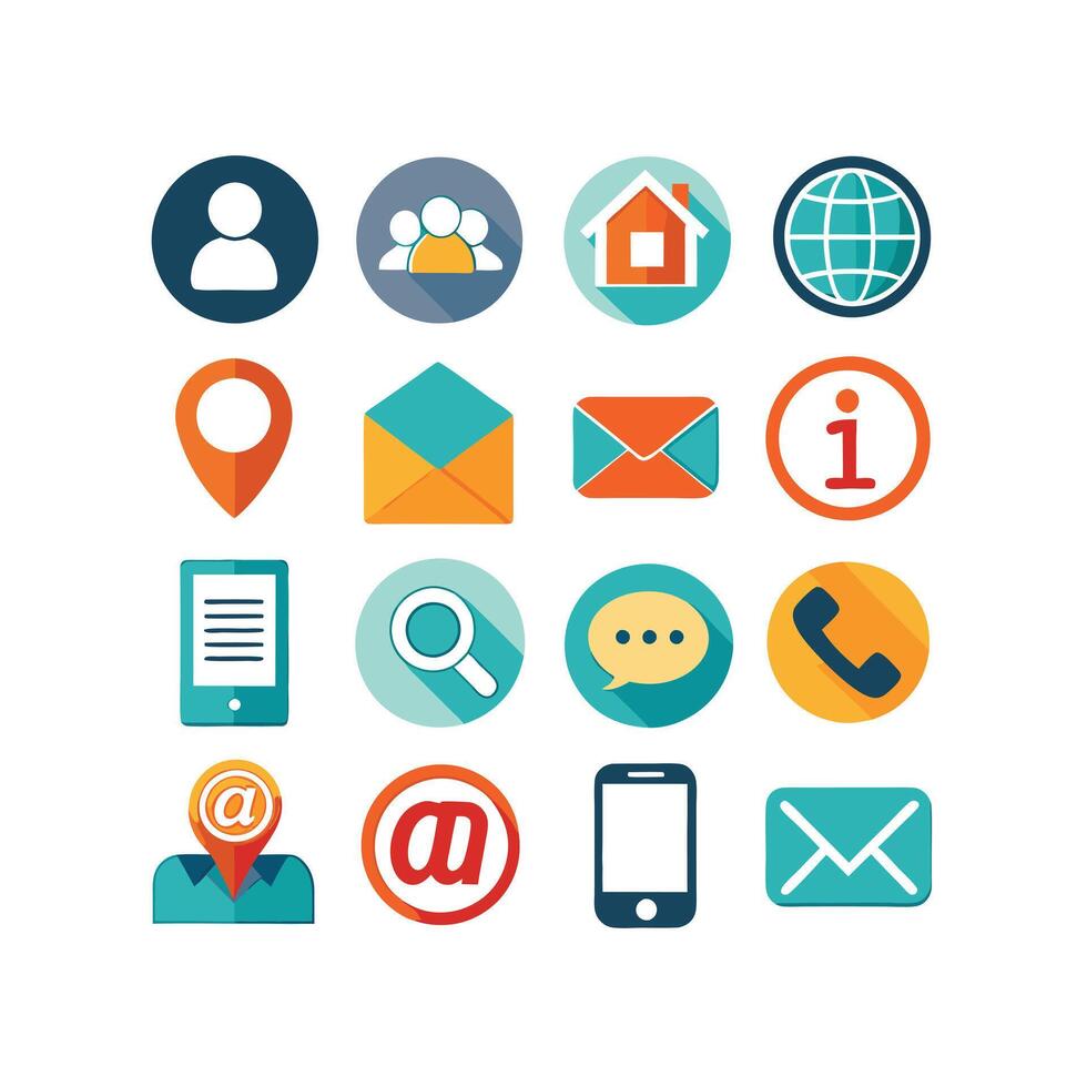 Contact Us icon set collection for websites and mobile applications vector