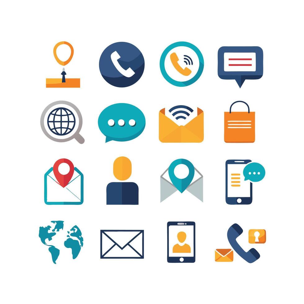 Contact Us icon set collection for websites and mobile applications vector
