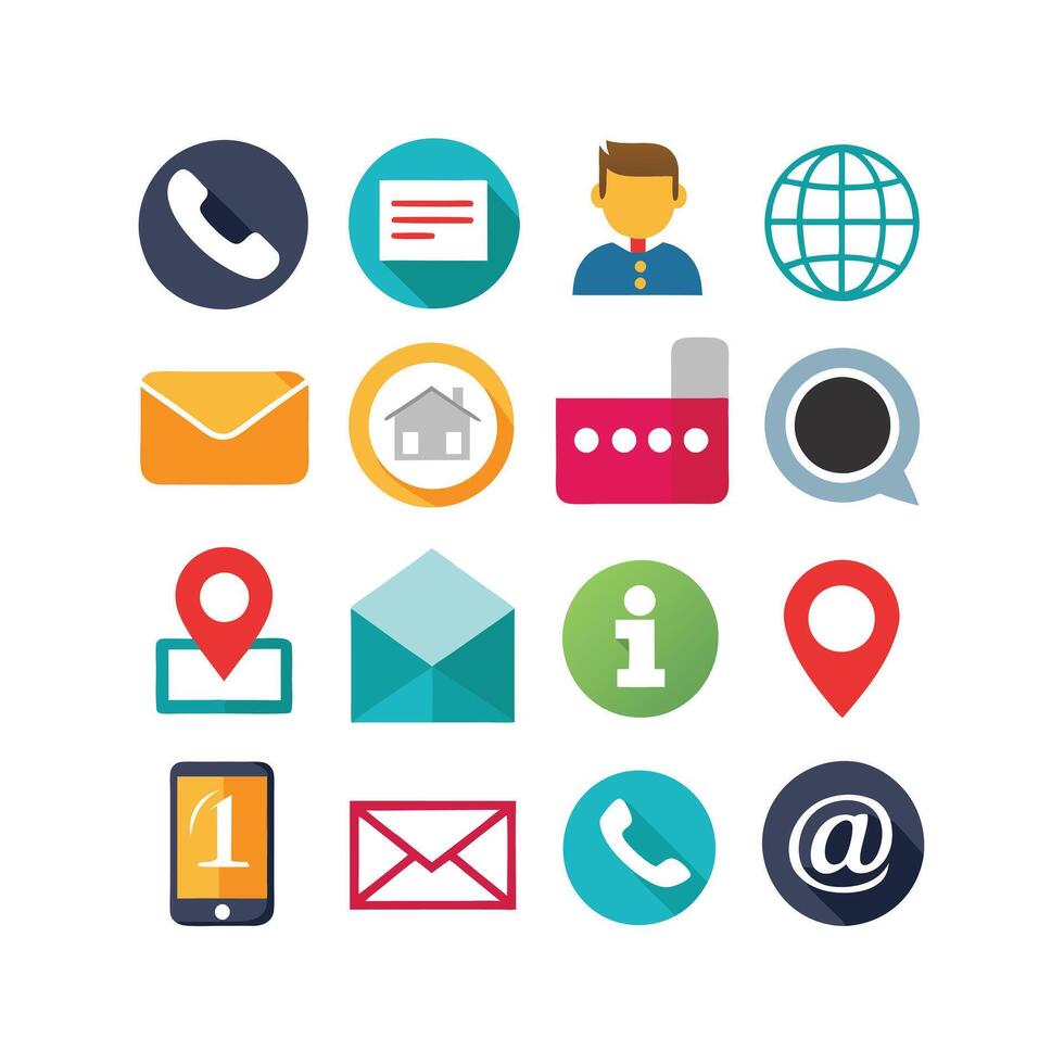 Contact Us icon set collection for websites and mobile applications vector