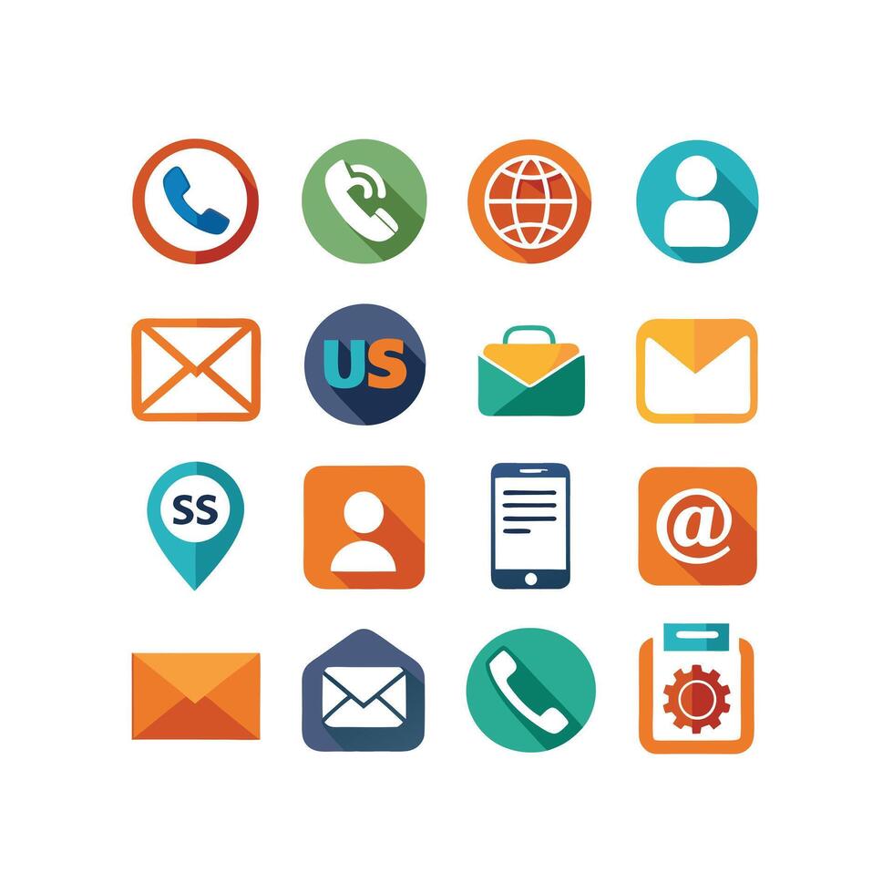 Contact Us icon set collection for websites and mobile applications vector
