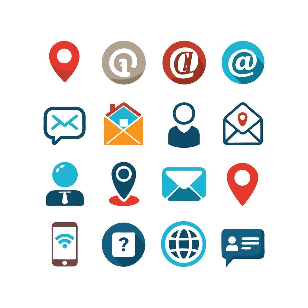 Contact Us icon set collection for websites and mobile applications vector