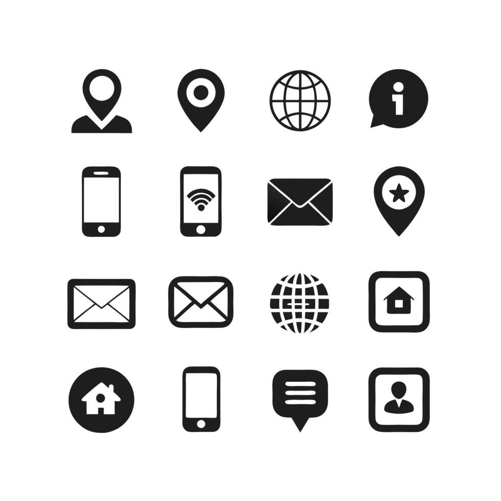 Contact Us icon set collection for websites and mobile applications vector