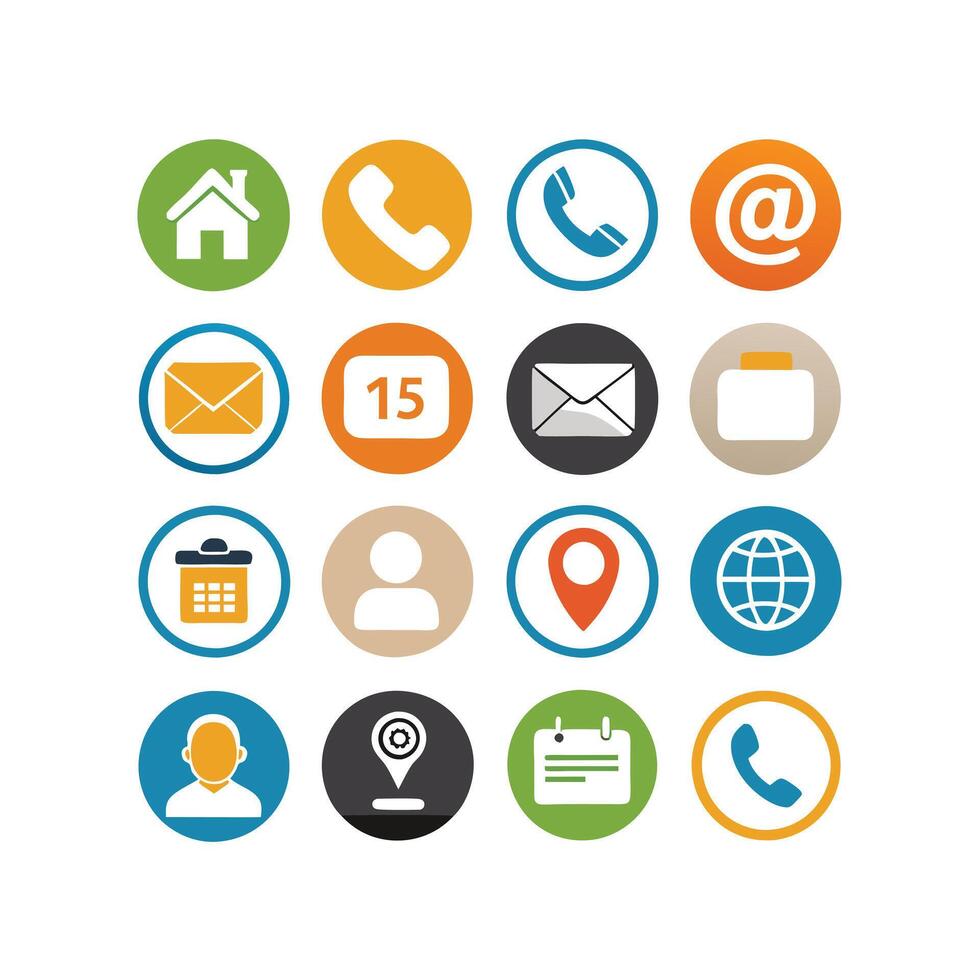 Contact Us icon set collection for websites and mobile applications vector