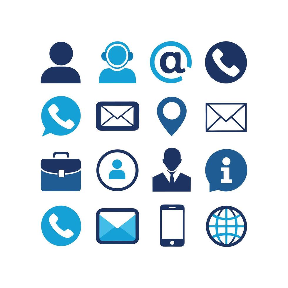 Contact Us icon set collection for websites and mobile applications vector