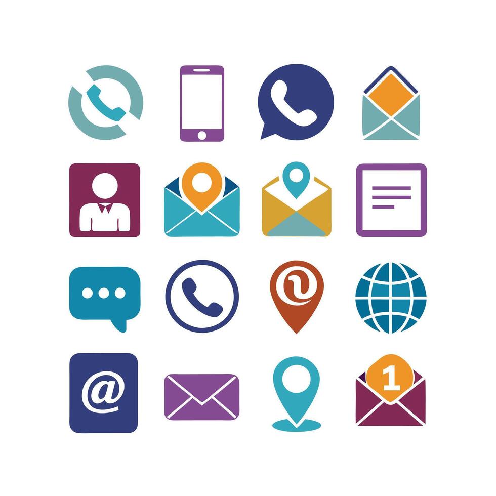 Contact Us icon set collection for websites and mobile applications vector