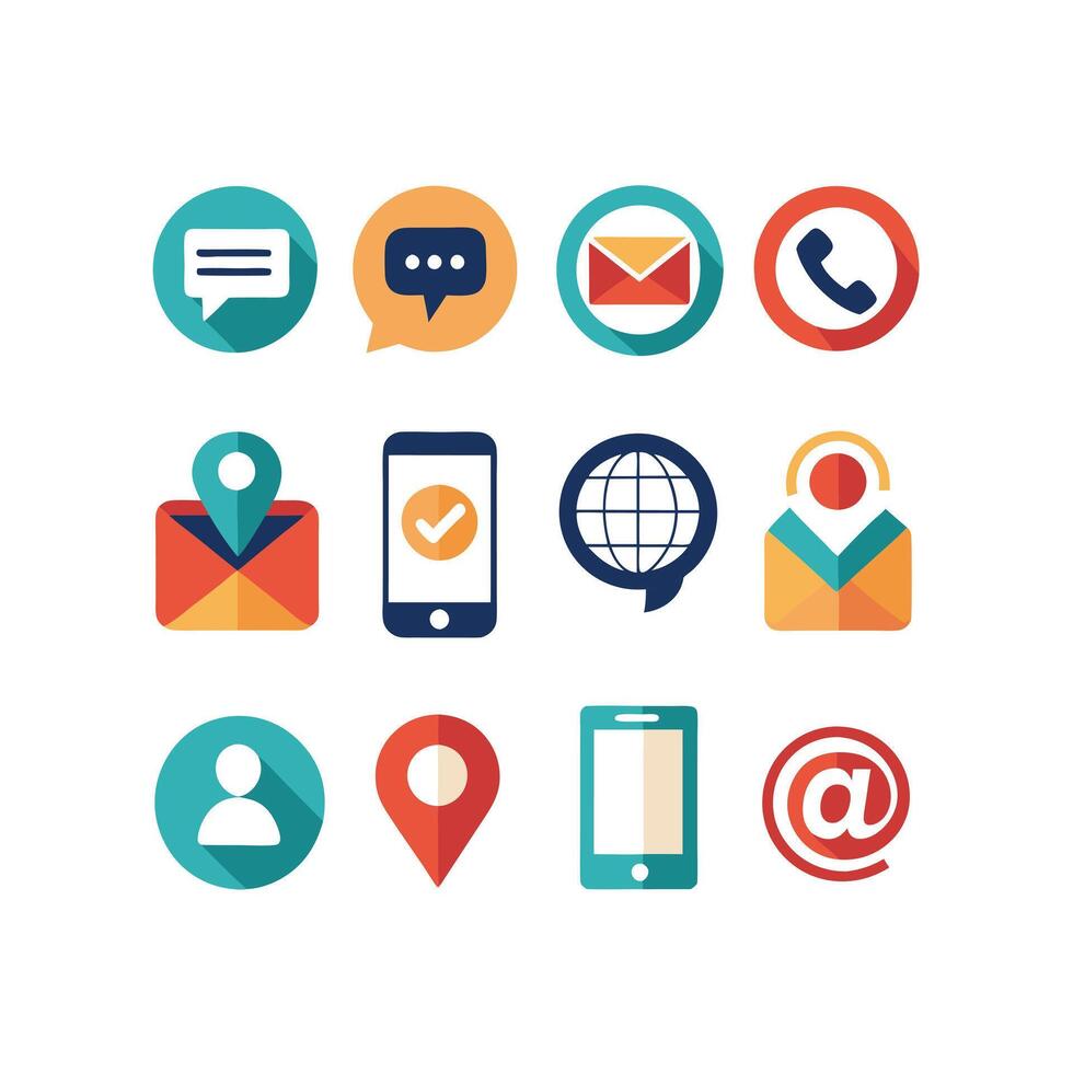 Contact Us icon set collection for websites and mobile applications vector
