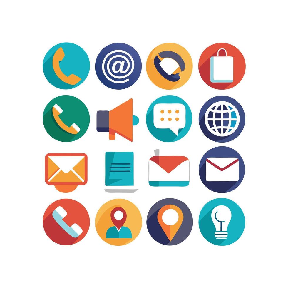 Contact Us icon set collection for websites and mobile applications vector