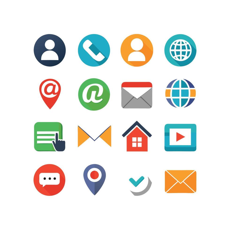Contact Us icon set collection for websites and mobile applications vector
