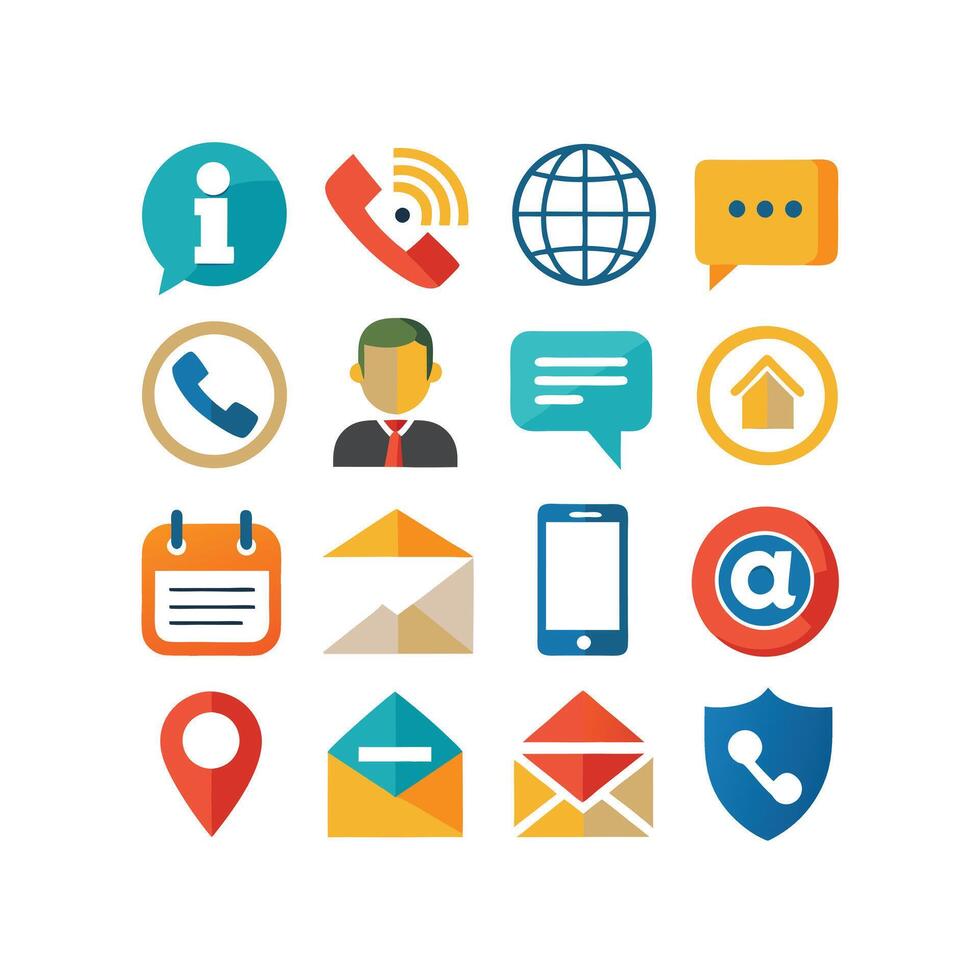 Contact Us icon set collection for websites and mobile applications vector