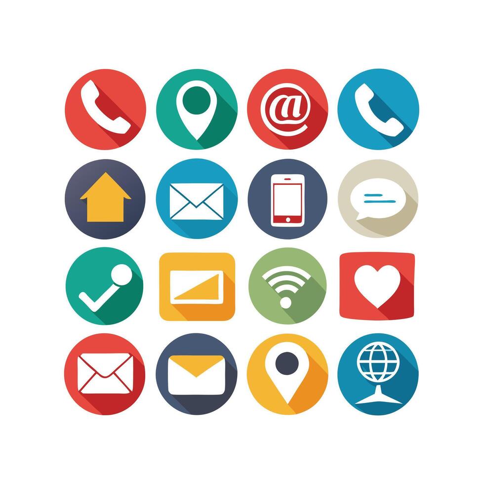 Contact Us icon set collection for websites and mobile applications vector