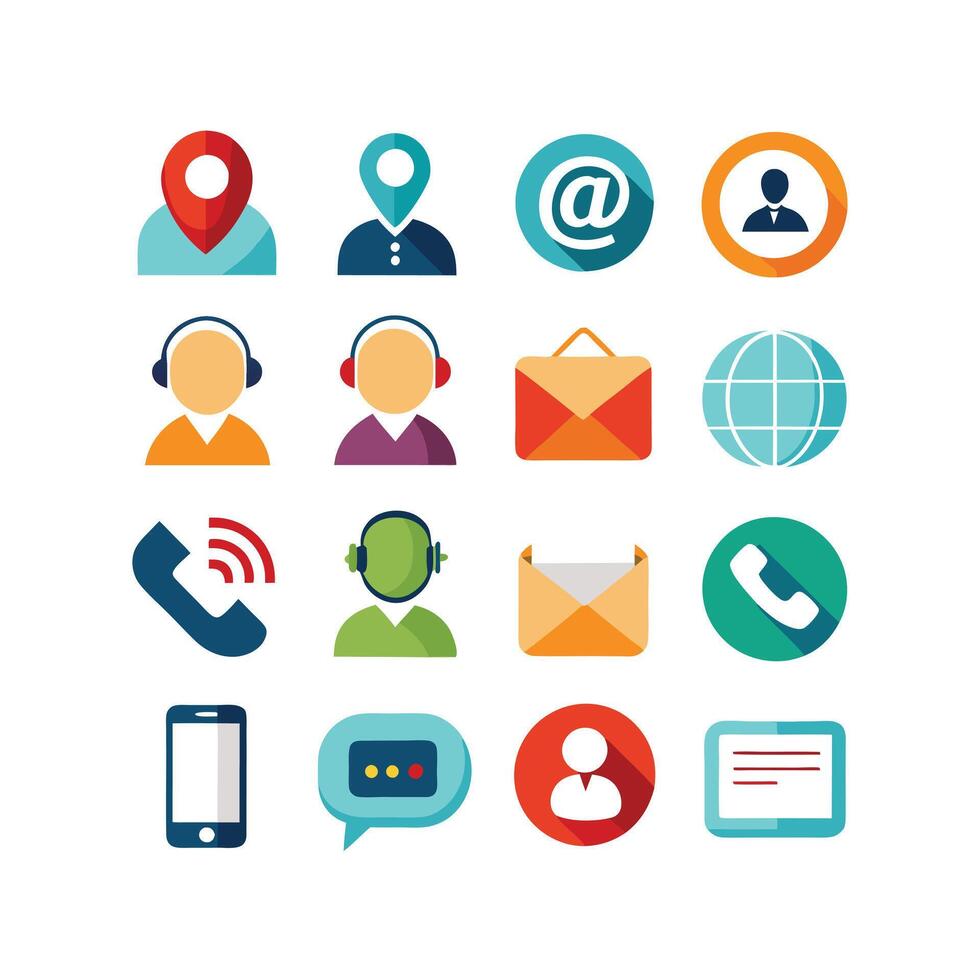 Contact Us icon set collection for websites and mobile applications vector