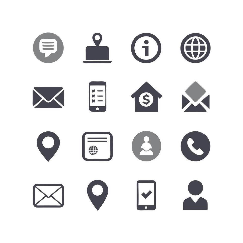 Contact Us icon set collection for websites and mobile applications vector