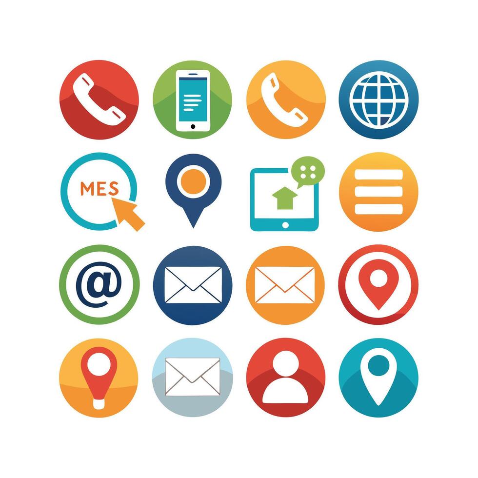 Contact Us icon set collection for websites and mobile applications vector