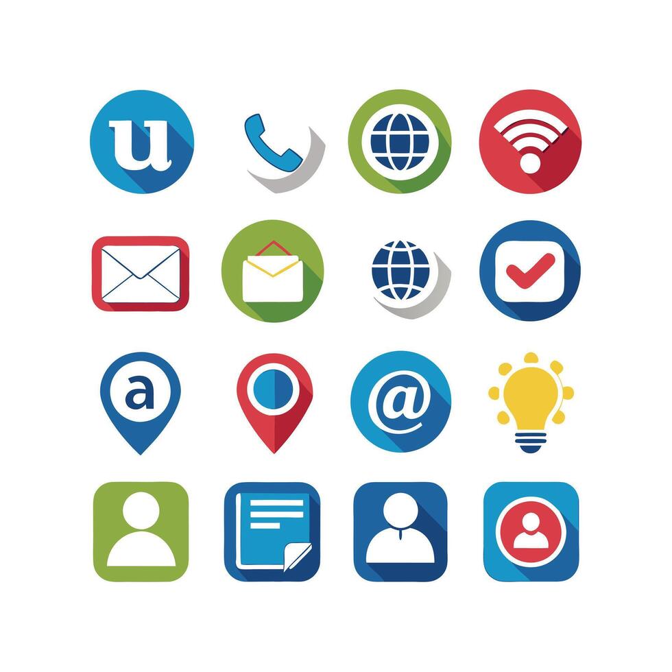 Contact Us icon set collection for websites and mobile applications vector