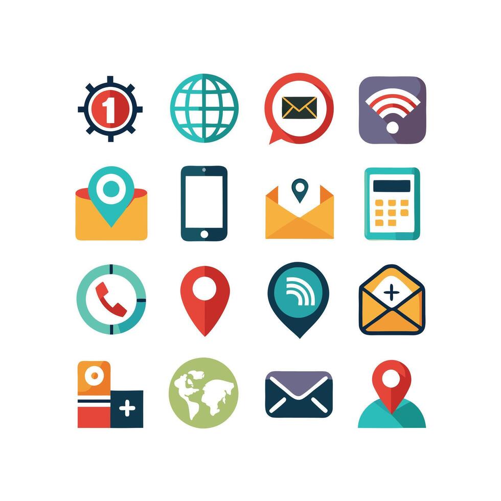 Contact Us icon set collection for websites and mobile applications vector