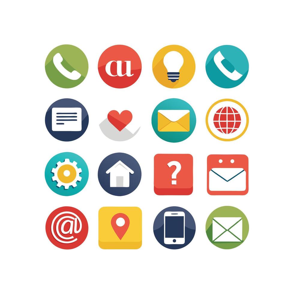 Contact Us icon set collection for websites and mobile applications vector