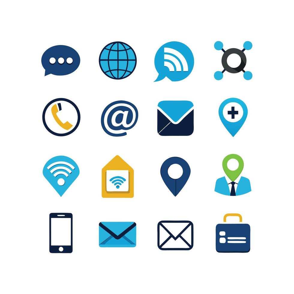 Contact Us icon set collection for websites and mobile applications vector