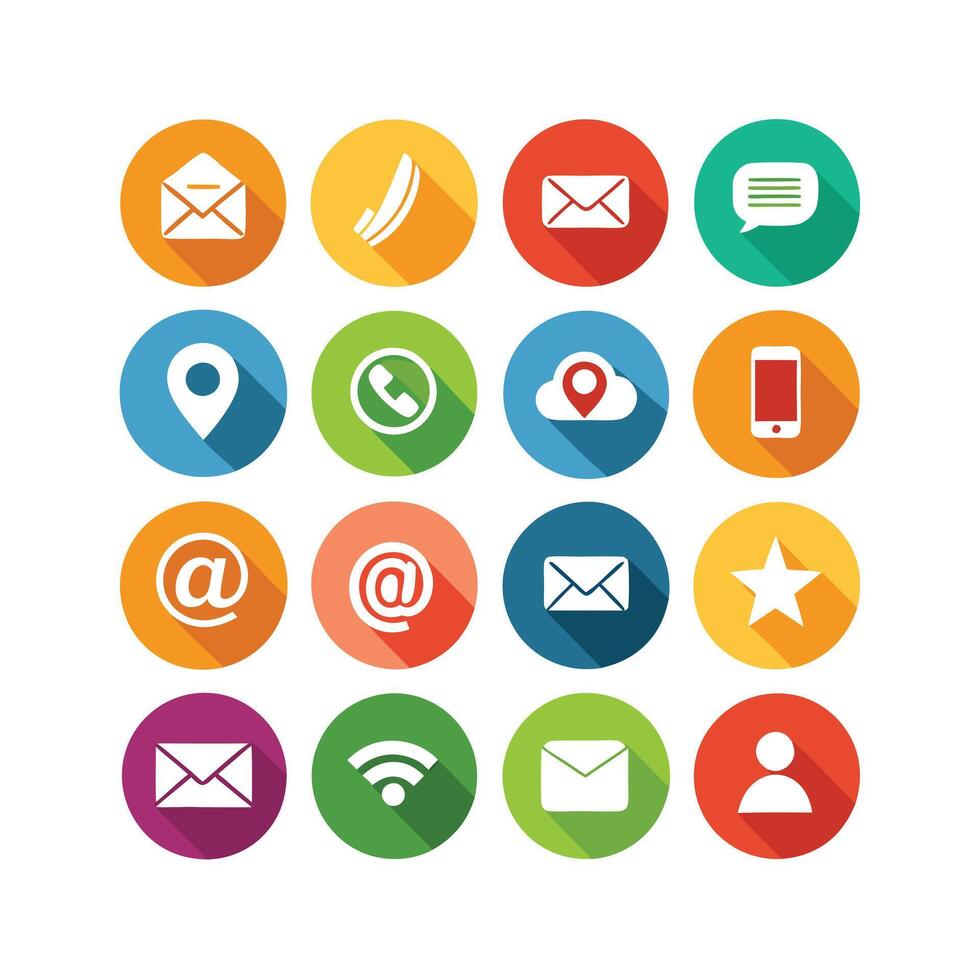 Contact Us icon set collection for websites and mobile applications vector