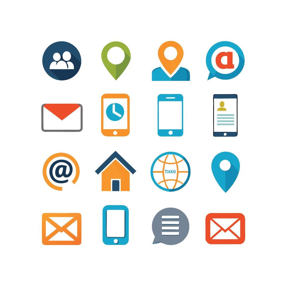 Contact Us icon set collection for websites and mobile applications vector
