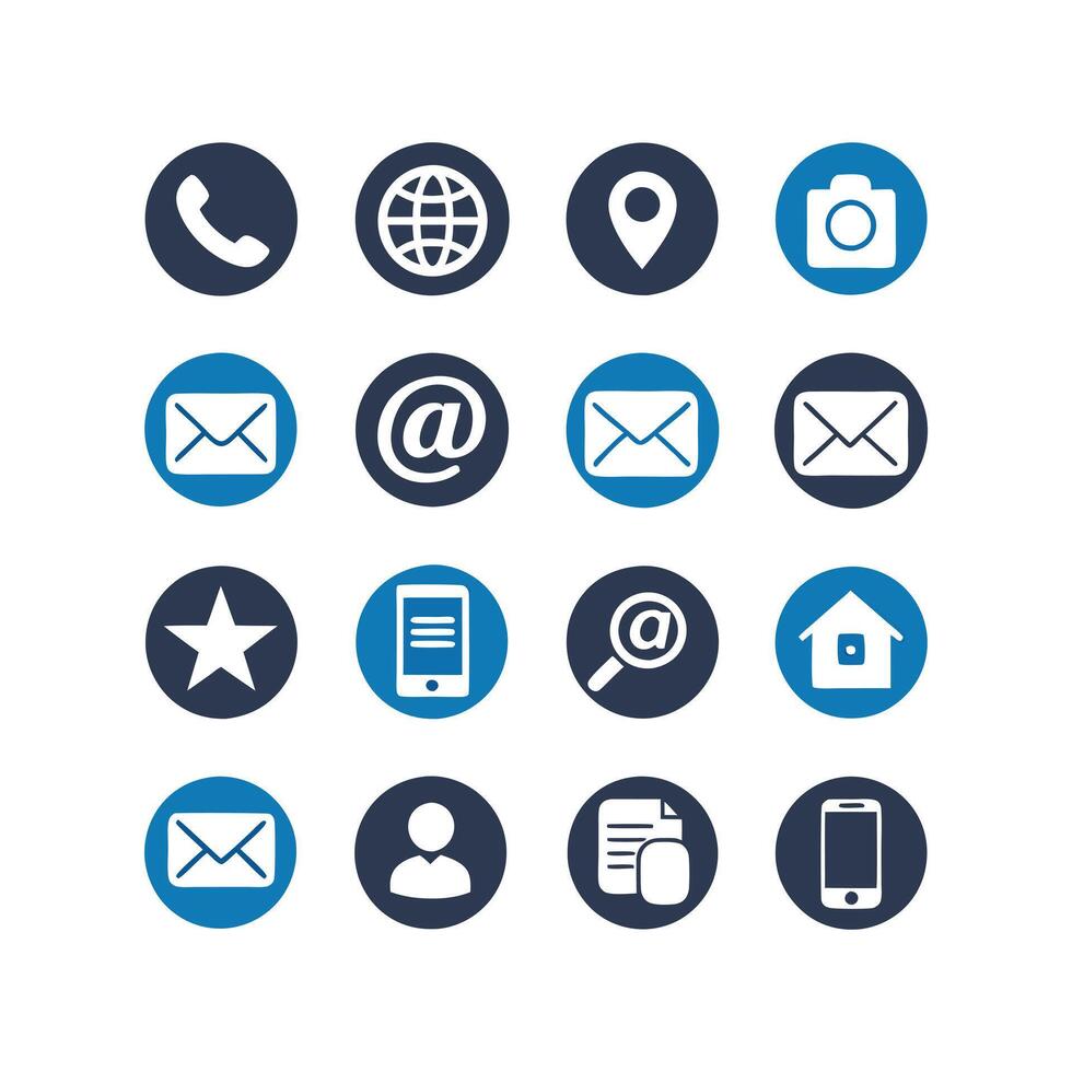 Contact Us icon set collection for websites and mobile applications vector