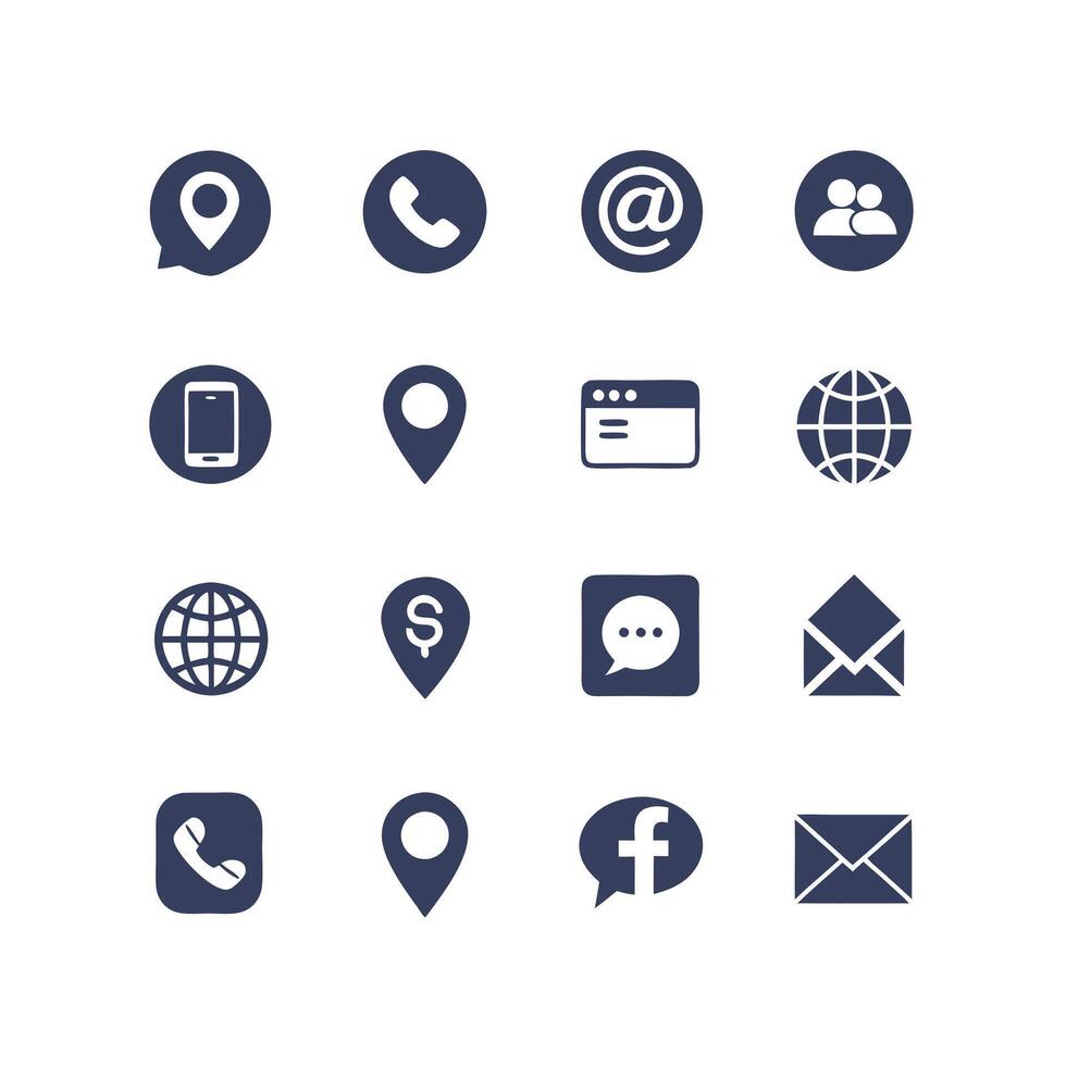 Contact Us icon set collection for websites and mobile applications vector