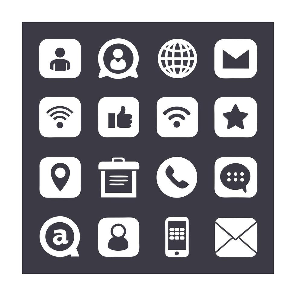 Contact Us icon set collection for websites and mobile applications vector