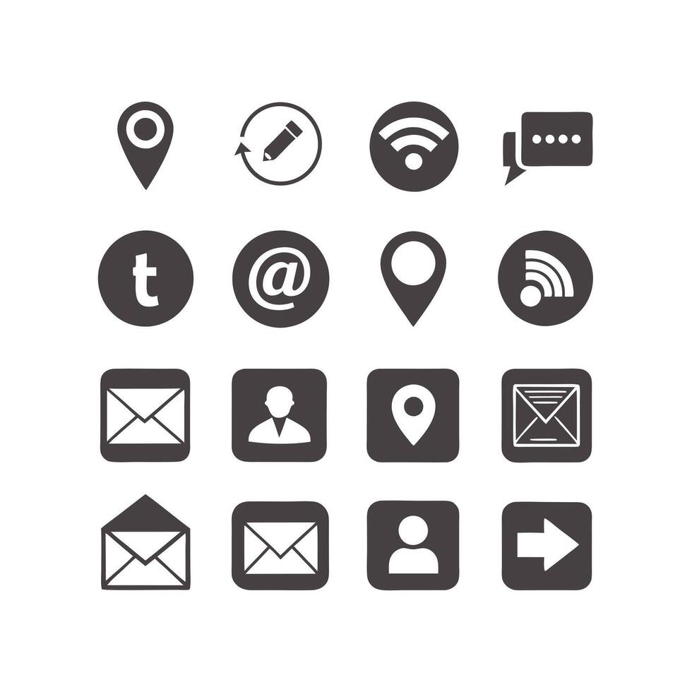 Contact Us icon set collection for websites and mobile applications vector