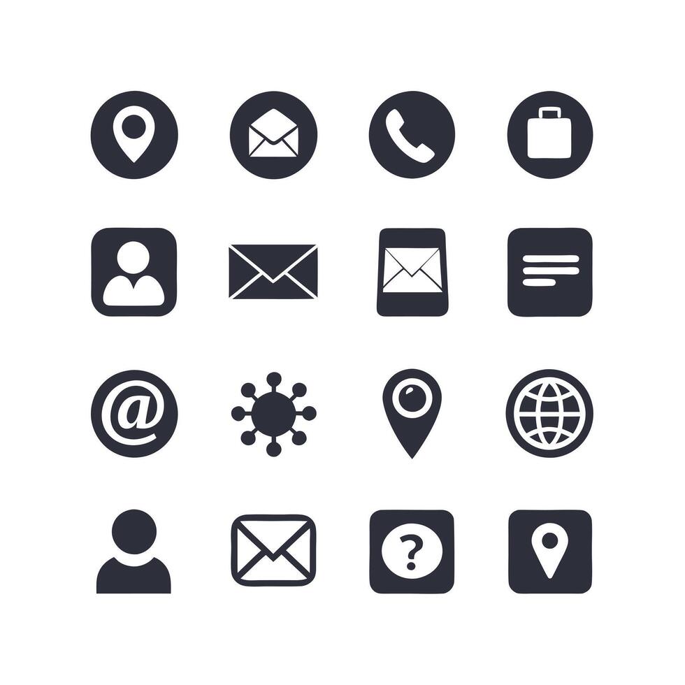 Contact Us icon set collection for websites and mobile applications vector