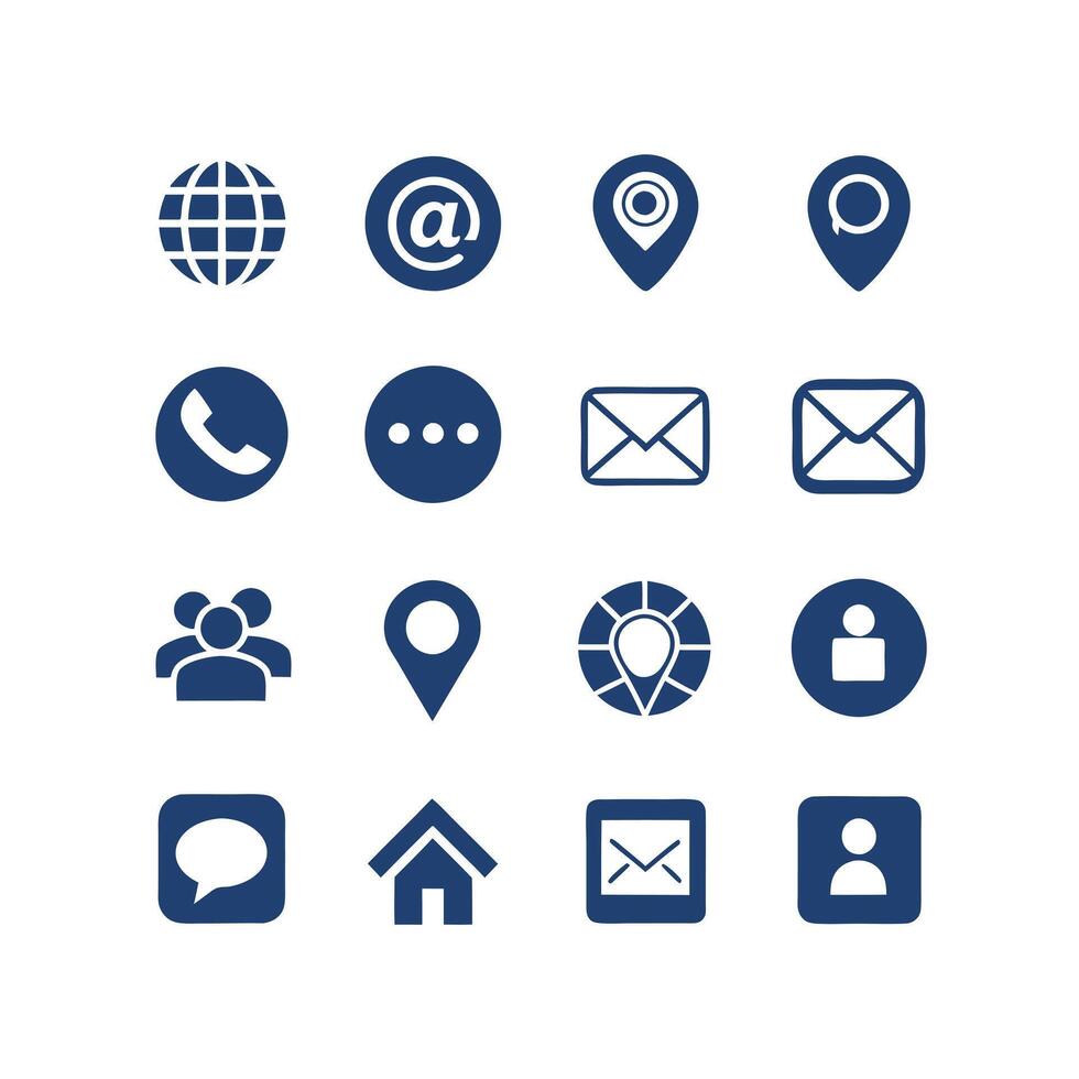 Contact Us icon set collection for websites and mobile applications vector